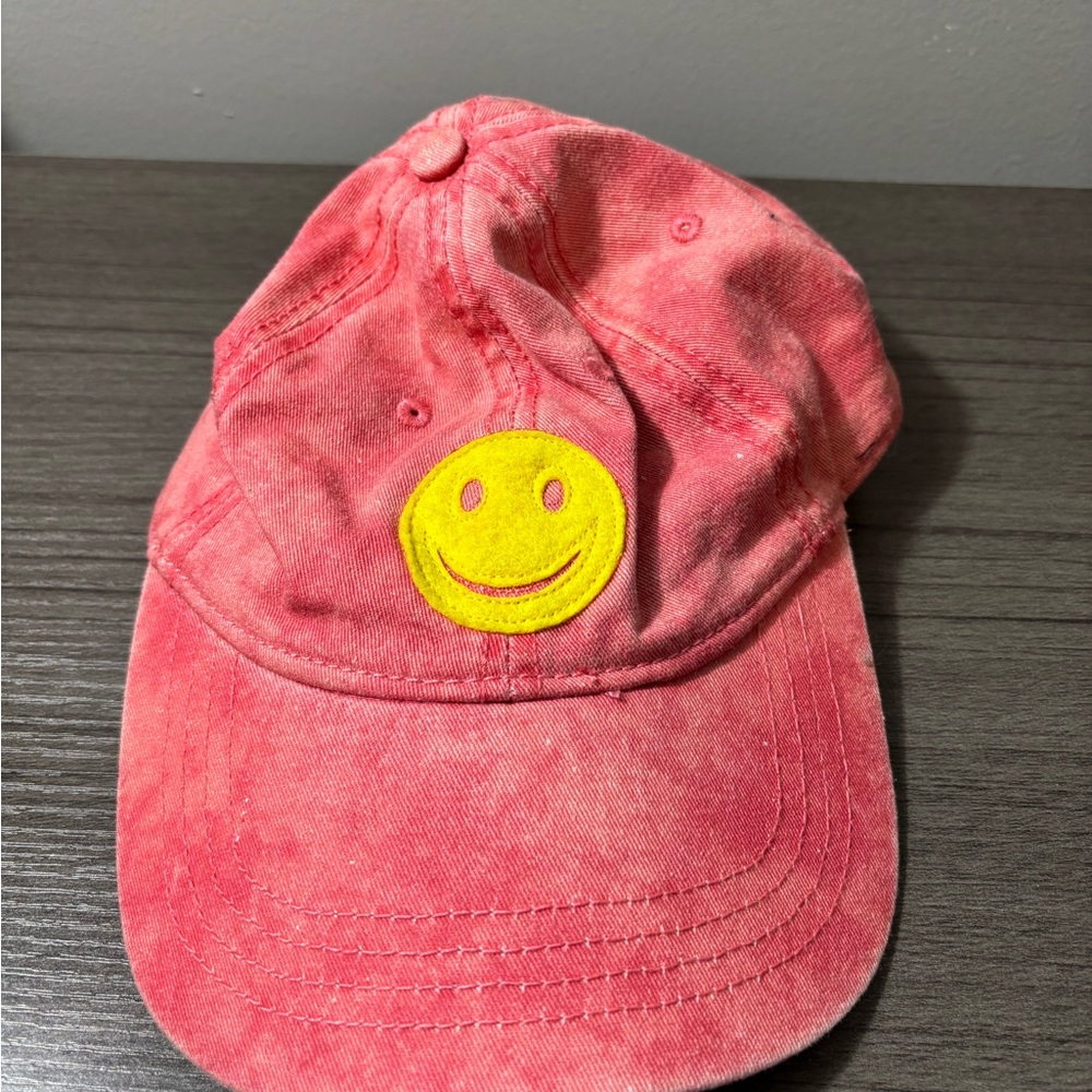 Women's Home Free Pink Tie Dye Smiley Face Strap Back Baseball Hat‎
